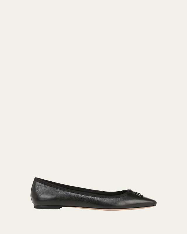 Catherine Leather Bow Ballerina Flats